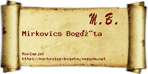 Mirkovics Bogáta névjegykártya